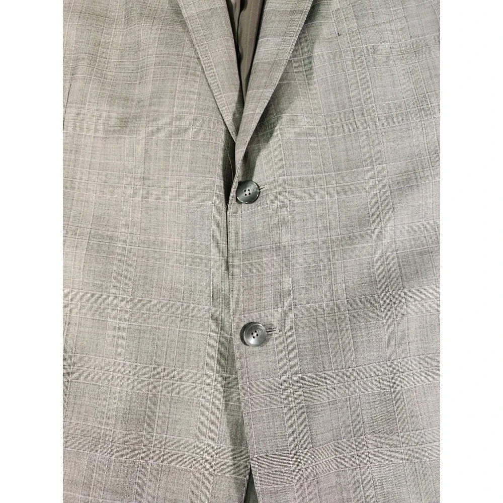 J Hilburn Custom Contemporary Wool Gray Two Button Blazer 47R Vitale Barberis J.